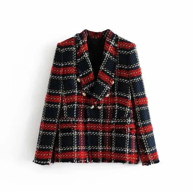 Women's Plaid Blazer Modern Chic