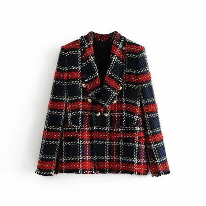 Women's Plaid Blazer Modern Chic