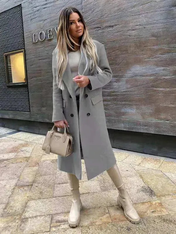 Women's Wool Double-Breasted Elegant Coat