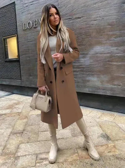 Women's Wool Double-Breasted Elegant Coat