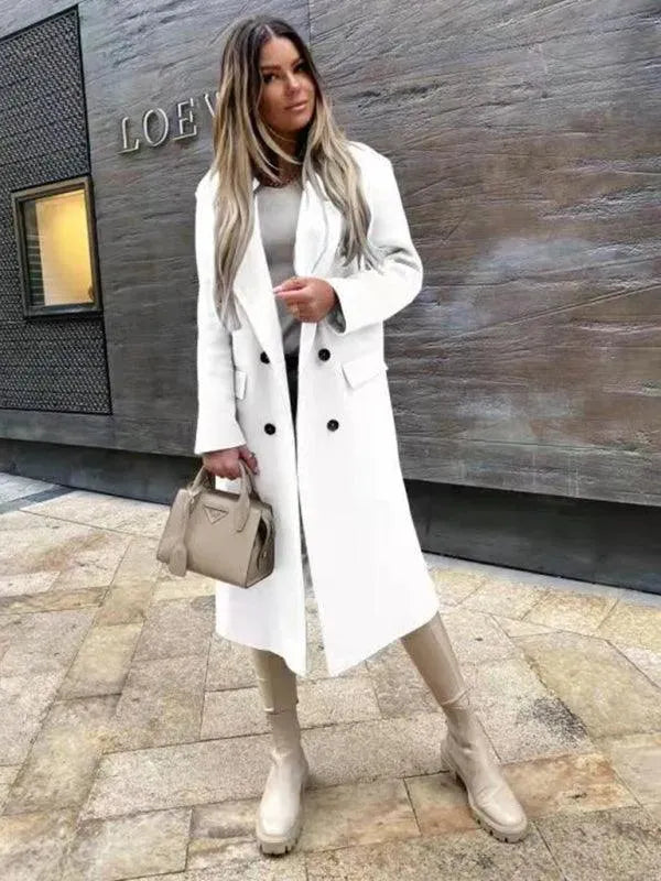Women's Wool Double-Breasted Elegant Coat