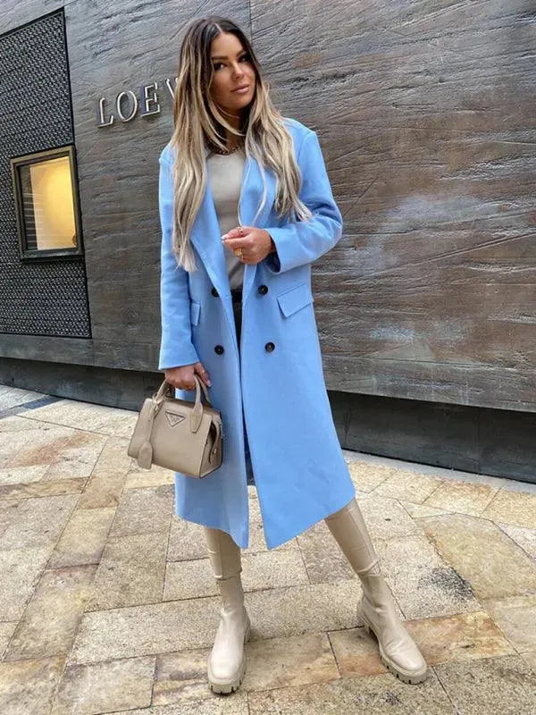 Women's Wool Double-Breasted Elegant Coat