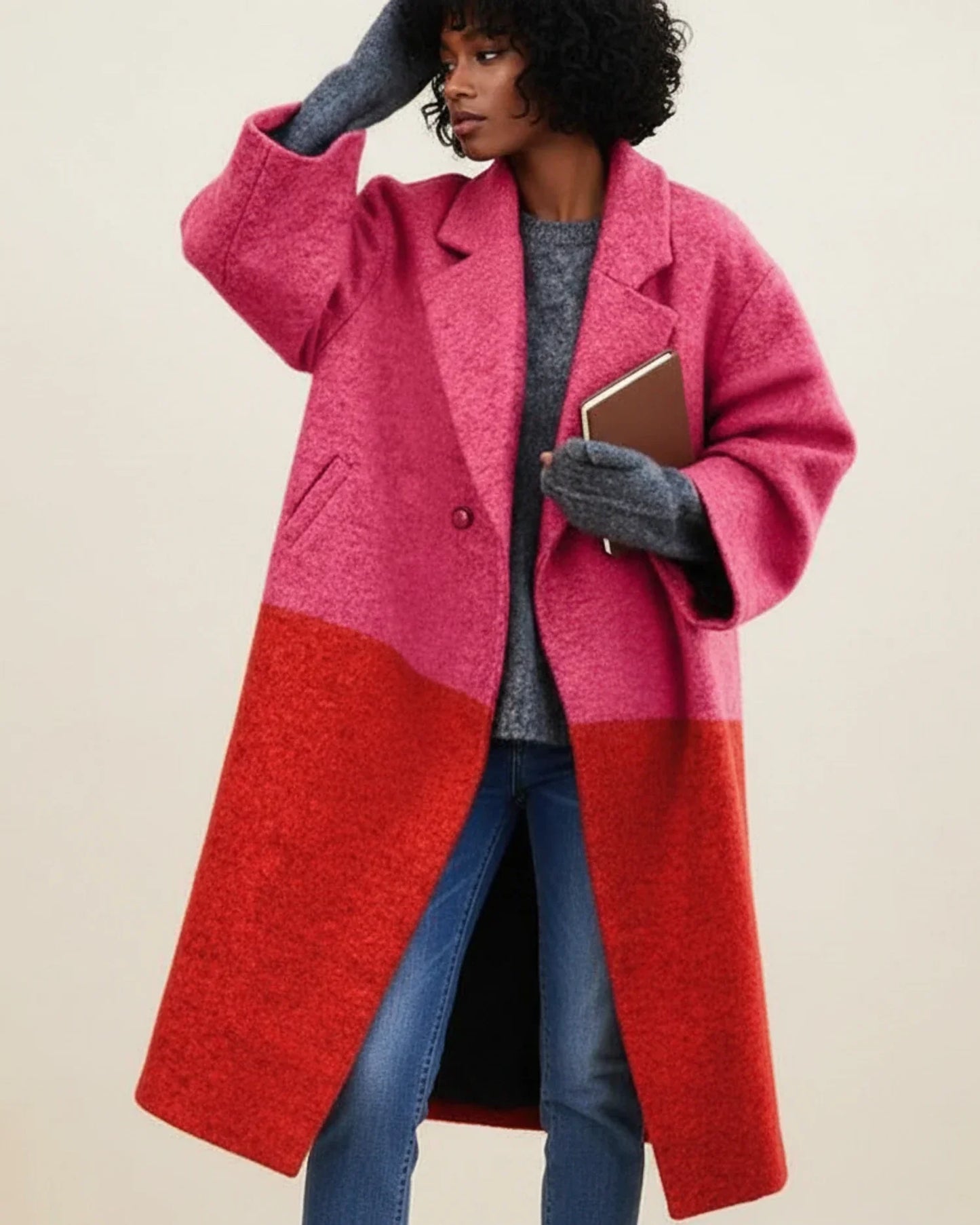 Women's Long Colorful Wool Winter Coat