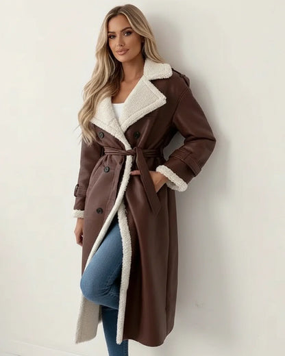 Damen Wintermantel Lang Sherpa Jacke