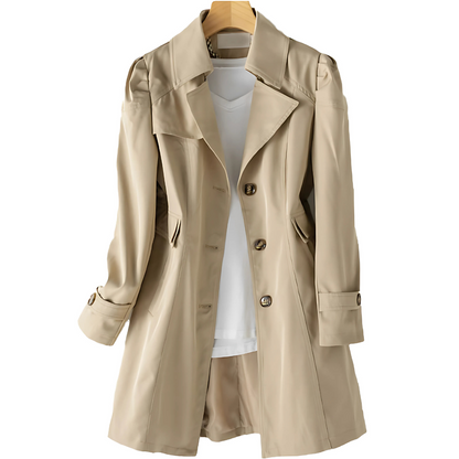 Women's Trench Coat Beige Waterproof Mid-length
