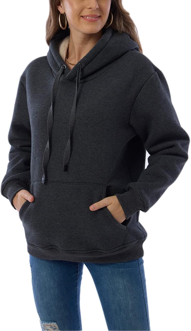 Damen Hoodie Fleece Weich Bequem - IdealeKleiden