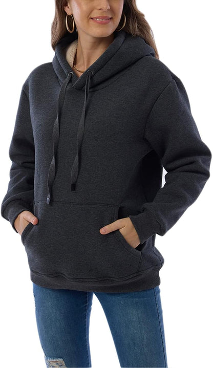 Damen Hoodie Fleece Weich Bequem - IdealeKleiden