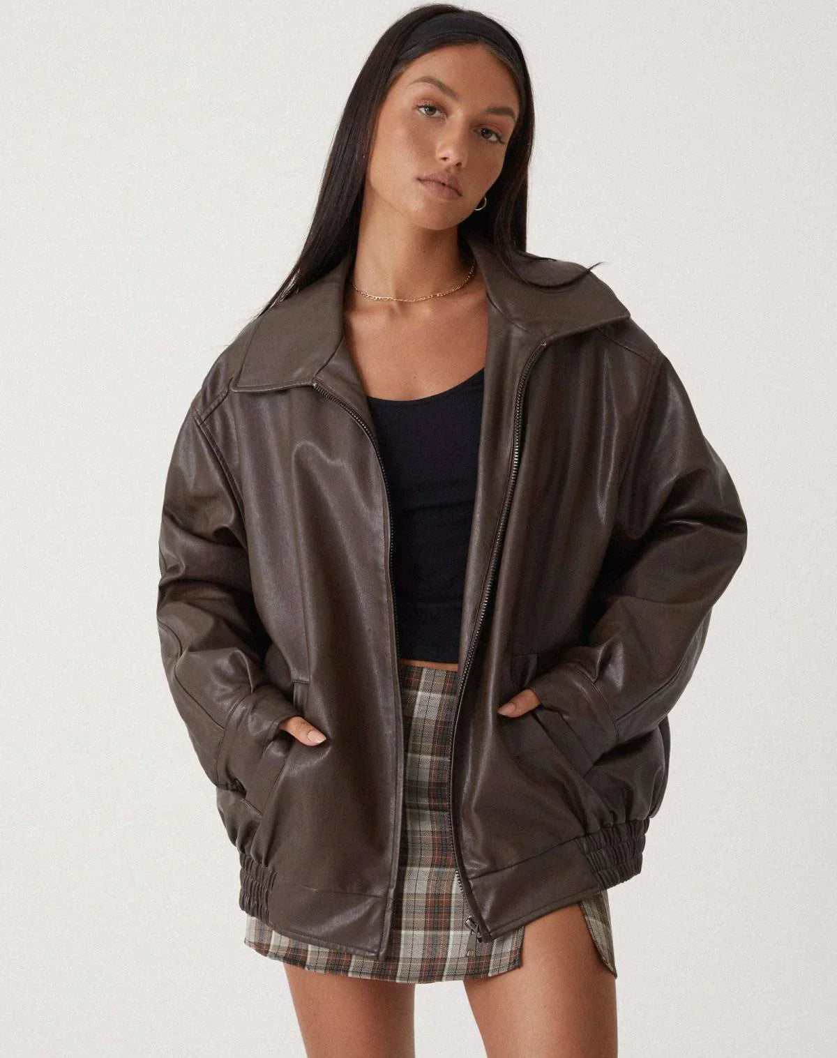 Oversized PU Jacket Streetwear Style