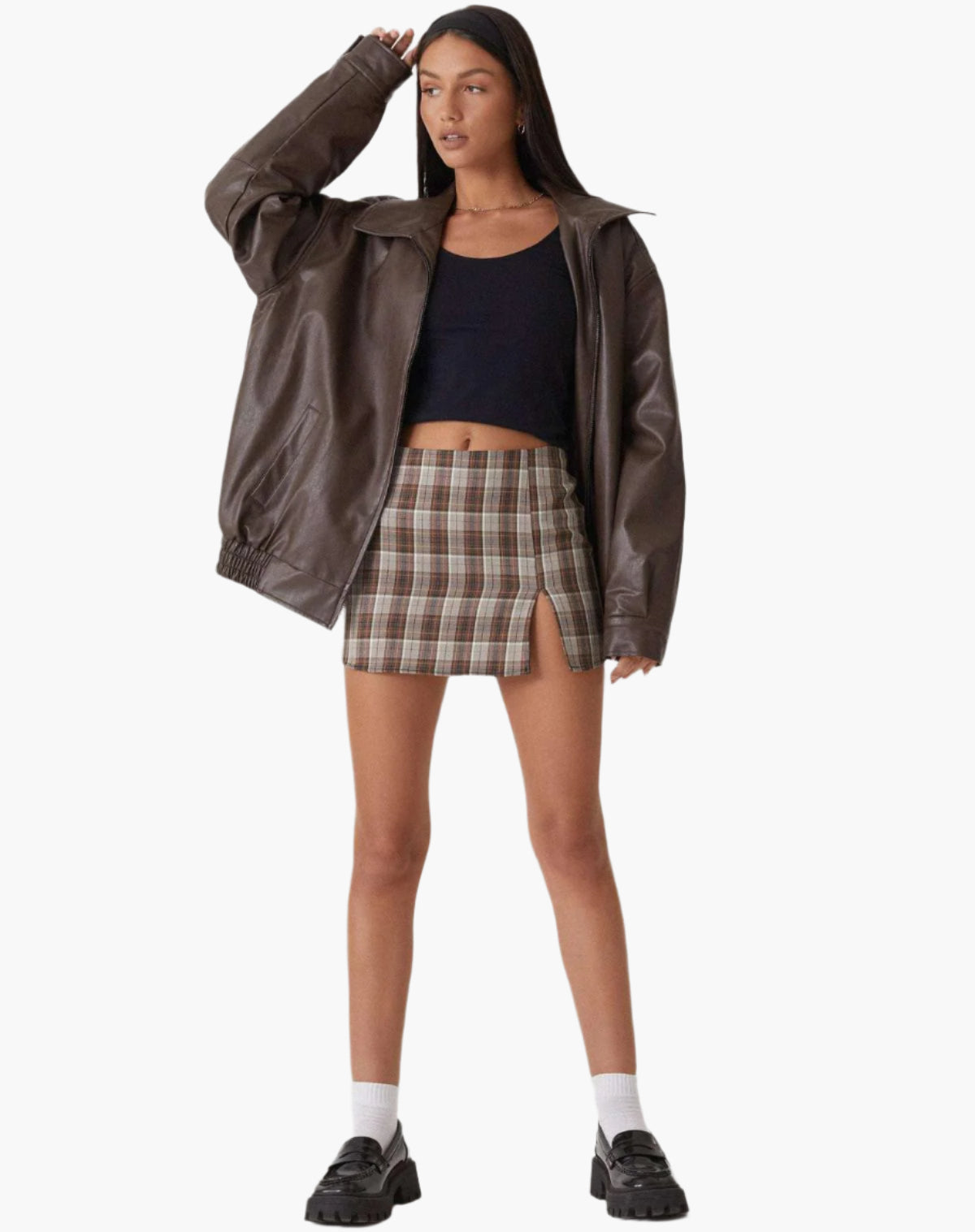 Stilvolle Lederjacke Oversize Moderner Streetstyle Look - IdealeKleiden