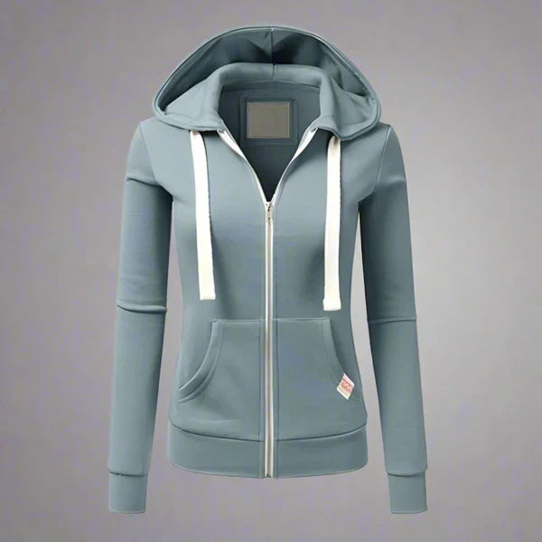 Women's Fleece Jacket Hood Zipper Warm