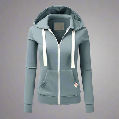Women's Fleece Jacket Hood Zipper Warm