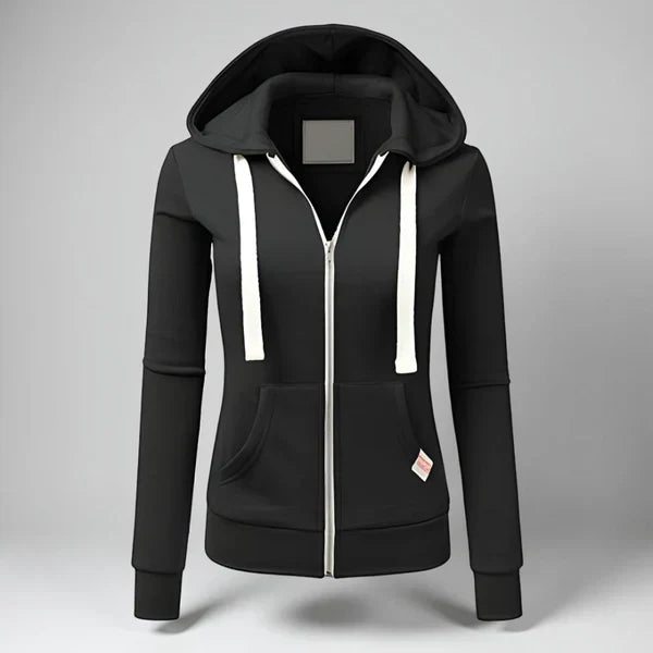 Women's Fleece Jacket Hood Zipper Warm