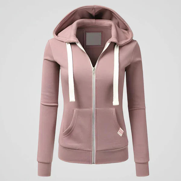 Women's Fleece Jacket Hood Zipper Warm