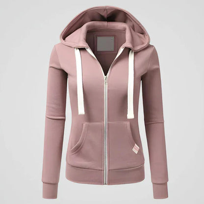 Women's Fleece Jacket Hood Zipper Warm
