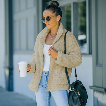 Women's Plush Jacket Warm and Elegant