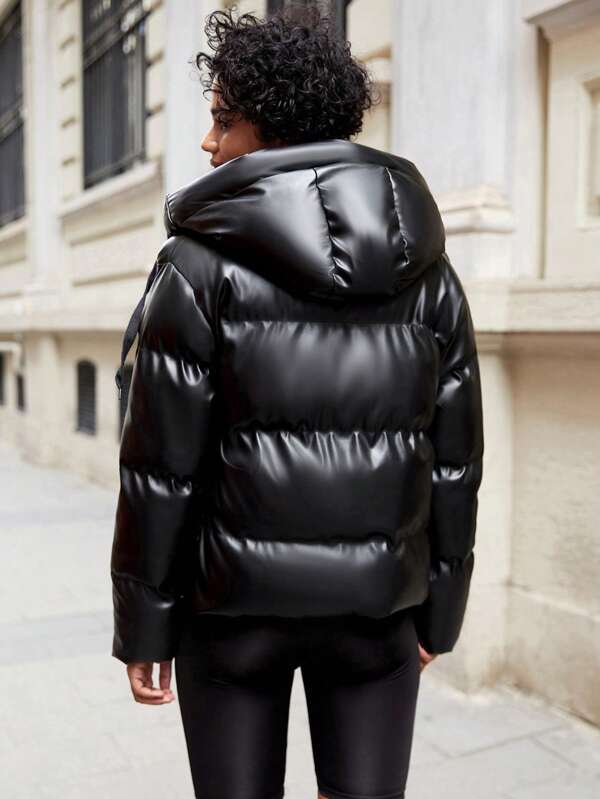 Damen Puffjacke Warm Kapuze - IdealeKleiden