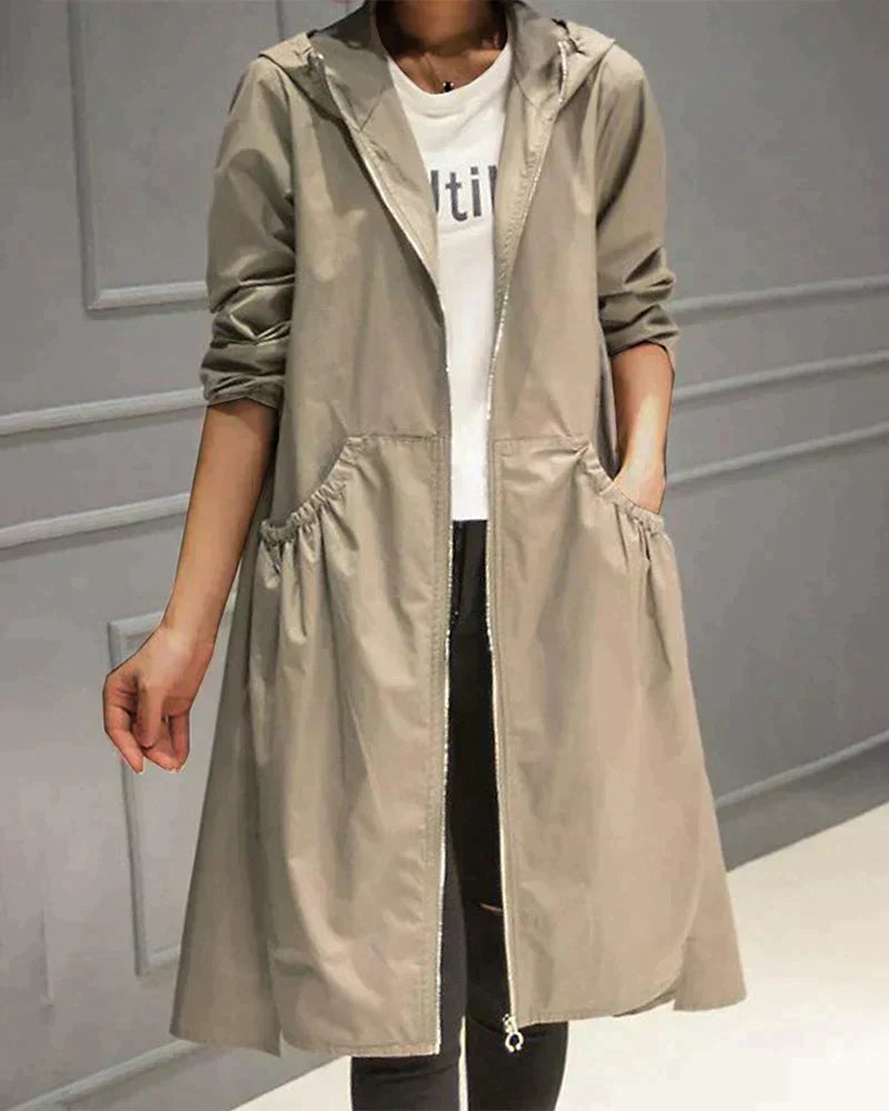 Wasserfeste Damenjacke Knielang Lockere Fit - IdealeKleiden