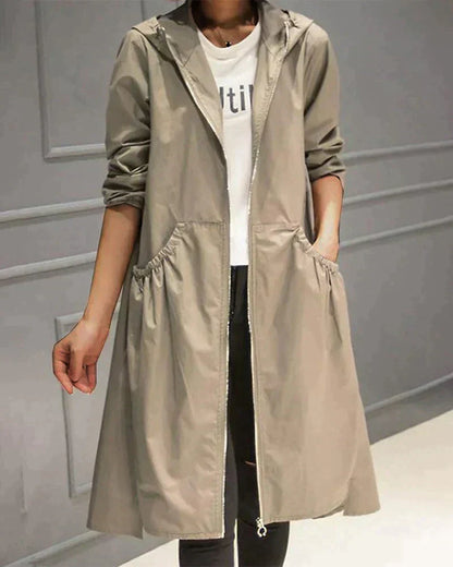 Wasserfeste Damenjacke Knielang Lockere Fit - IdealeKleiden