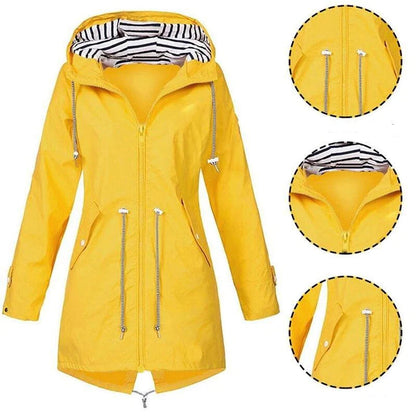 Wasserdichte Damen-Regenjacke mit Kapuze Outdoor - IdealeKleiden