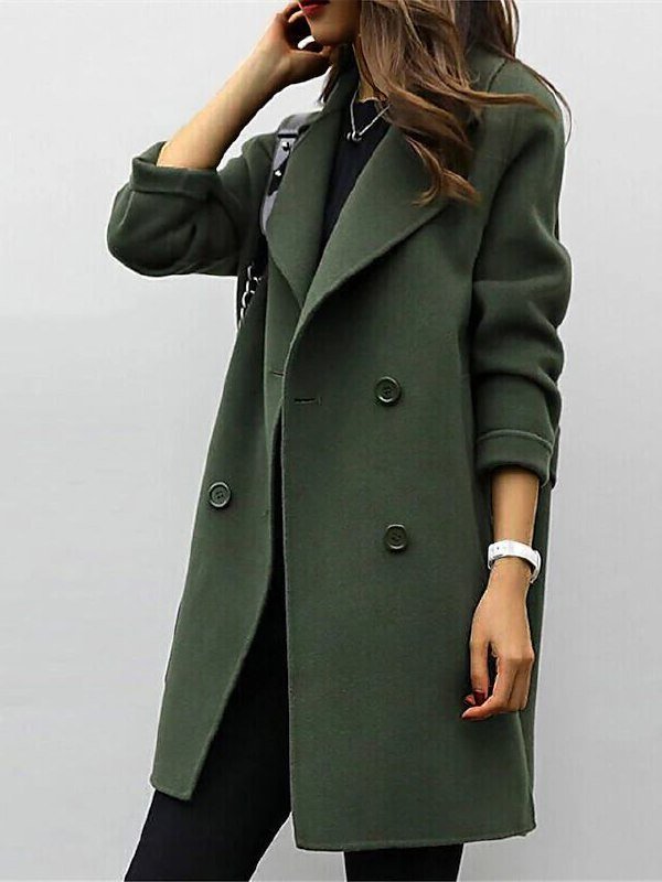 Stylish Women's Coat Modern Double-breasted