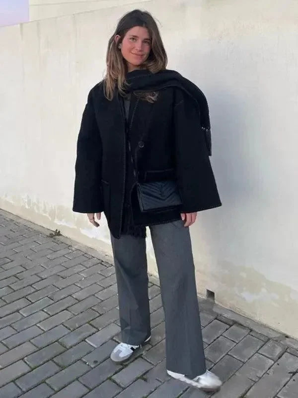 Women's Wool Scarf Coat Elegant Long