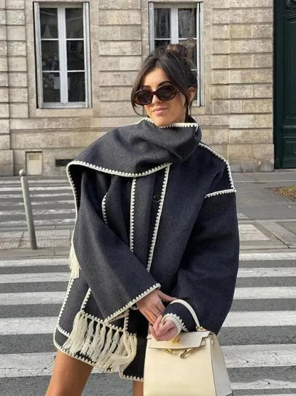 Women's Wool Scarf Coat Elegant Long