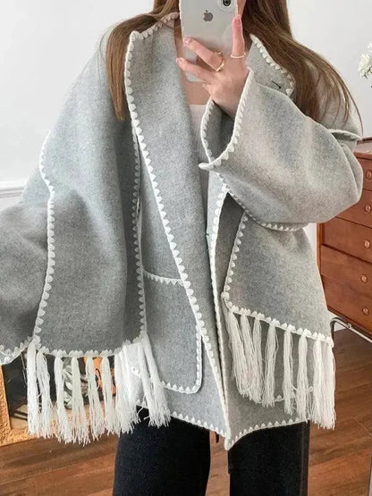 Women's Wool Scarf Coat Elegant Long
