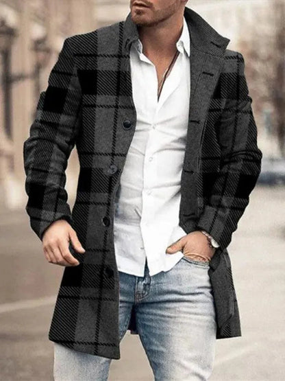 Men's Winter Coat Stand-up Collar Warm Mid-length