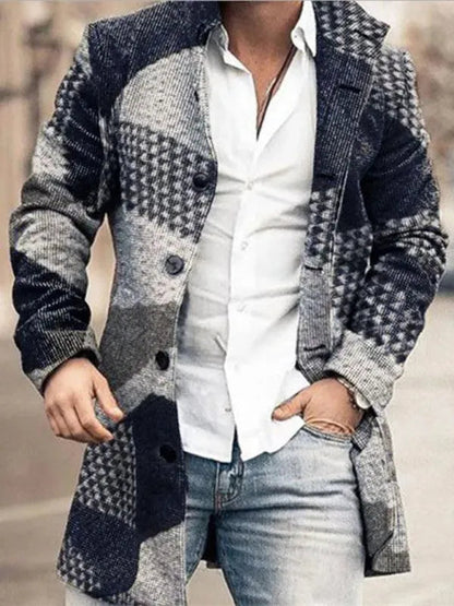 Men's Winter Coat Stand-up Collar Warm Mid-length