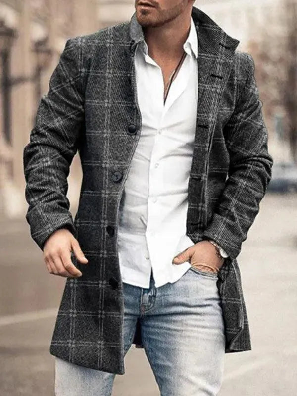 Men's Winter Coat Stand-up Collar Warm Mid-length