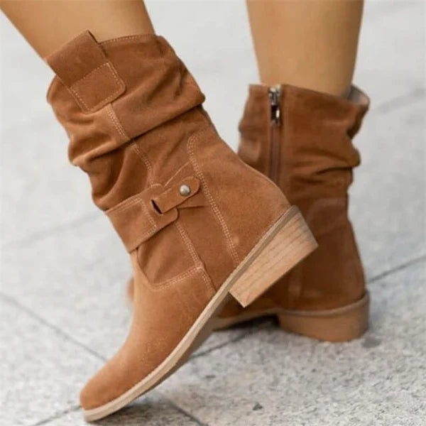 Lässige Stiefel Mit Niedrigem Absatz - IdealeKleiden