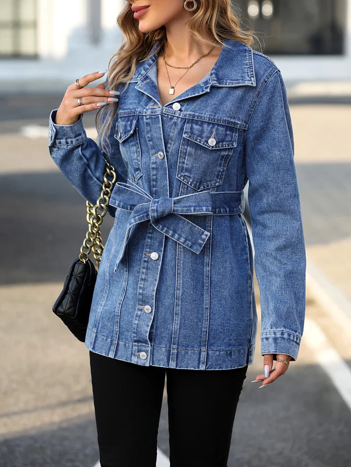 Women's Denim Coat Modern Flap Pockets