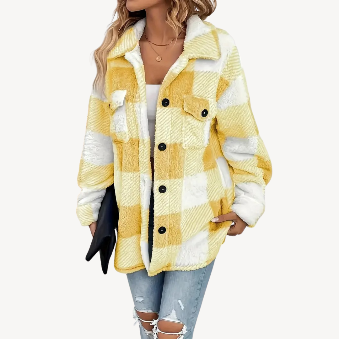 Stylish Plaid Fleece Jacket for Women