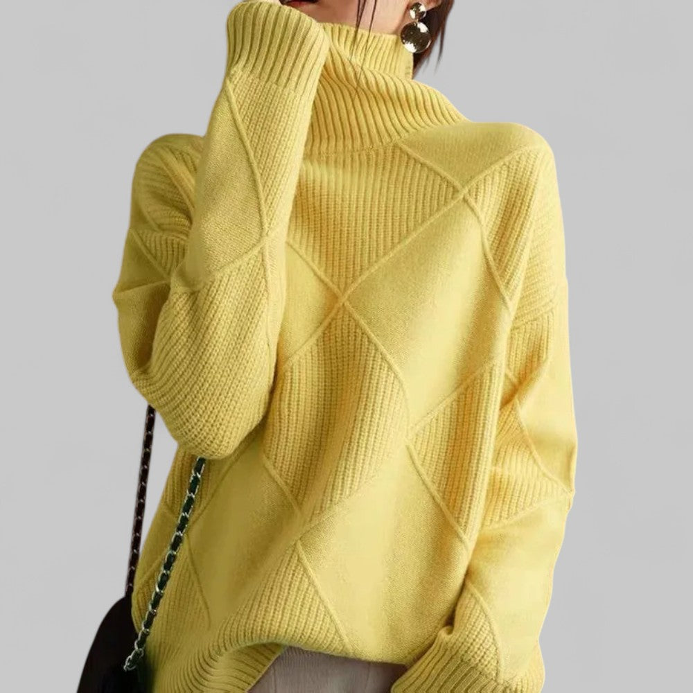 Women's Oversized Sweater Winter Pattern Turtleneck