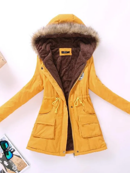 Chic Slim-Fit Parka with Hood for Women