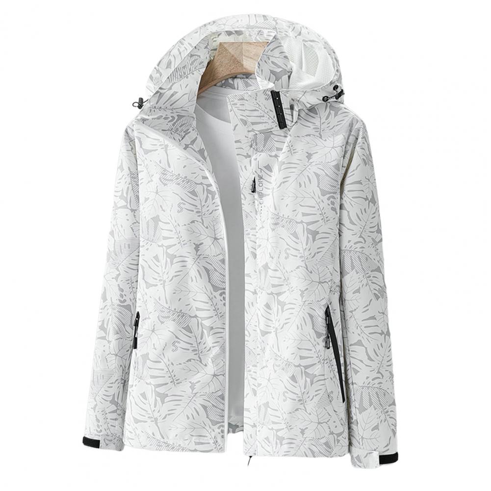 Women's Waterproof Lightweight Jacket with Hood Floral Pattern