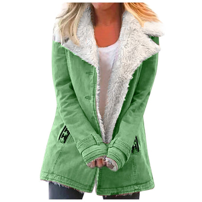 Women's Winter Jacket Elegant Lapel Collar Long Sleeve