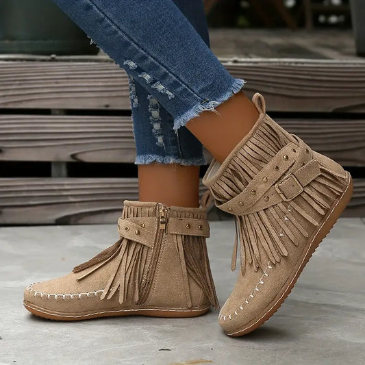 Weiche Damenstiefelette Plüsch gefüttert - IdealeKleiden