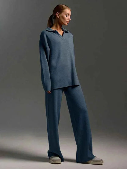 Classic Two-Piece Set Sweater and Wide-Leg Pants