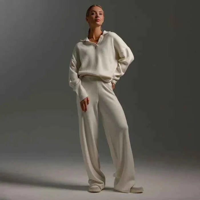 Classic Two-Piece Set Sweater and Wide-Leg Pants