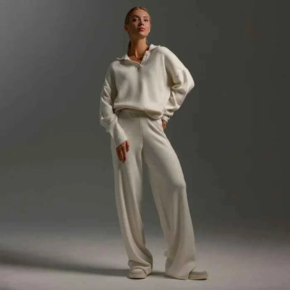 Classic Two-Piece Set Sweater and Wide-Leg Pants